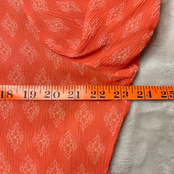 Sundance Coral Silk Medallion Print Ruffle Blouse Womens XL Boho Old Money - Picture 9 of 9